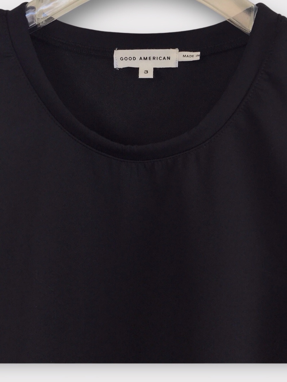 Good American NWT Black Compression Crop Top Short Sleeves - Picture 3 of 5